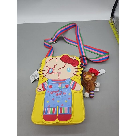 Universal Studios Hello Kitty Chucky Crossbody Bag Purse w Plush Bear NEW Sanrio - Picture 1 of 7